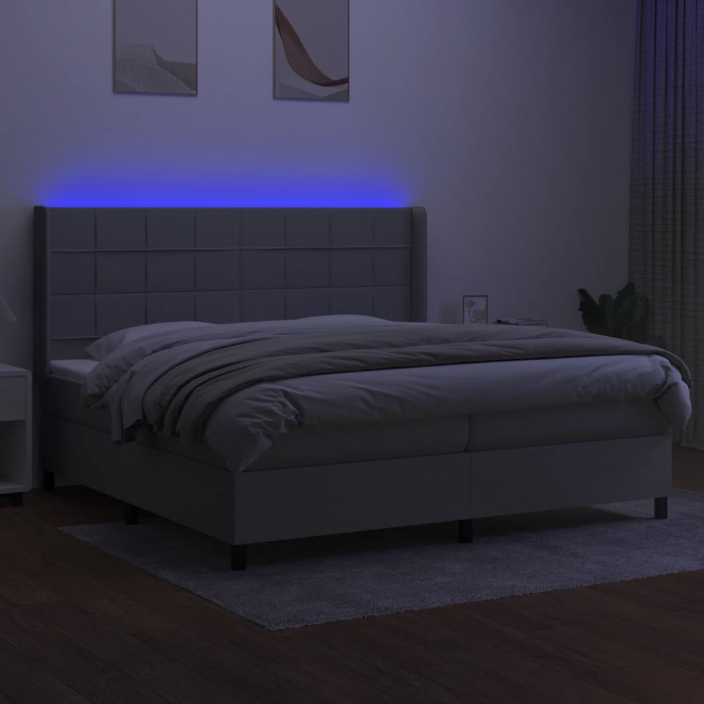Letto a Molle Materasso e LED Grigio Chiaro 200x200 cm Tessuto - homemem39