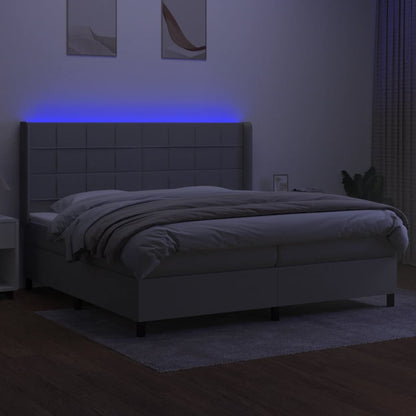 Letto a Molle Materasso e LED Grigio Chiaro 200x200 cm Tessuto - homemem39