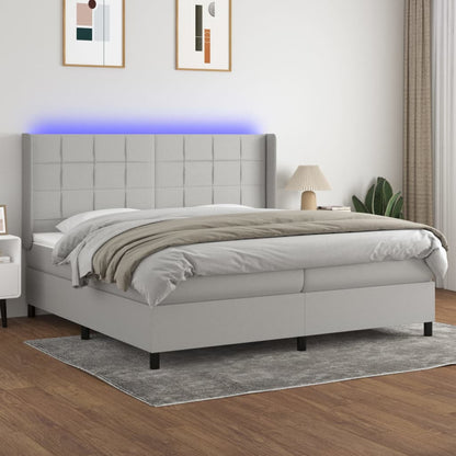 Letto a Molle Materasso e LED Grigio Chiaro 200x200 cm Tessuto - homemem39