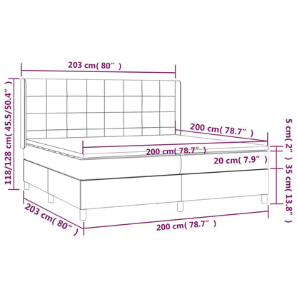 Letto a Molle Materasso e LED Marronescuro 200x200cm in Tessuto | homemem39