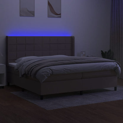 Letto a Molle Materasso e LED tortora 200x200cm in Tessuto - homemem39