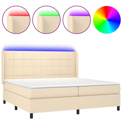 Letto a Molle Materasso e LED bianco 200x200cm in Tessuto - homemem39