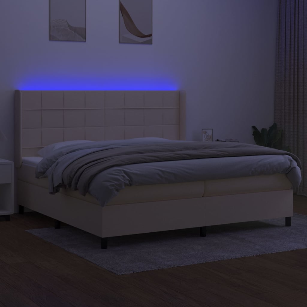 Letto a Molle Materasso e LED bianco 200x200cm in Tessuto - homemem39