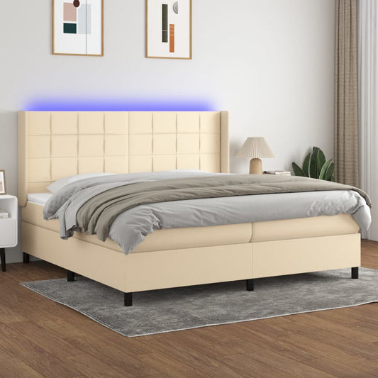 Letto a Molle Materasso e LED bianco 200x200cm in Tessuto - homemem39