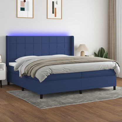 Letto a Molle Materasso e LED Blu 200x200cm in Tessuto - homemem39
