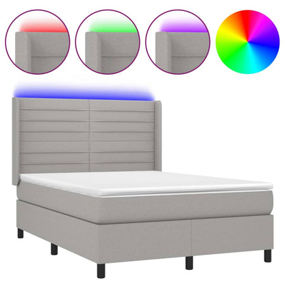 Letto a Molle Materasso e LED Grigio Chiaro 140x190 cm Tessuto | homemem39