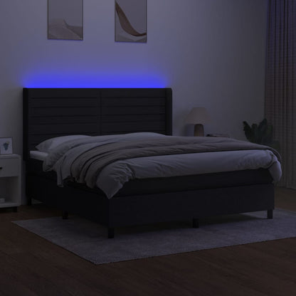 Letto a Molle con Materasso e LED Nero 180x200cm in Tessuto - homemem39