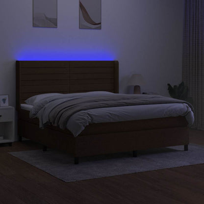 Letto a Molle Materasso e LED MarroneScuro 180x200cm in Tessuto | homemem39