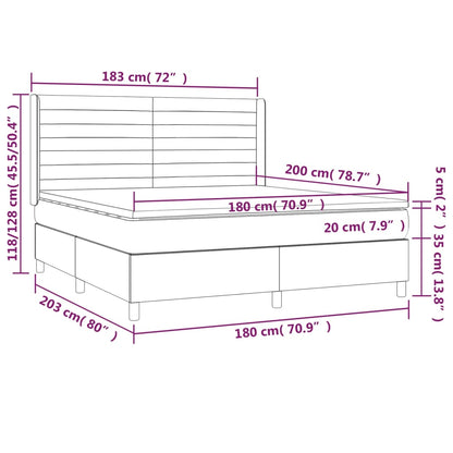 Letto a Molle con Materasso e LED Blu 180x200 cm in Tessuto | homemem39