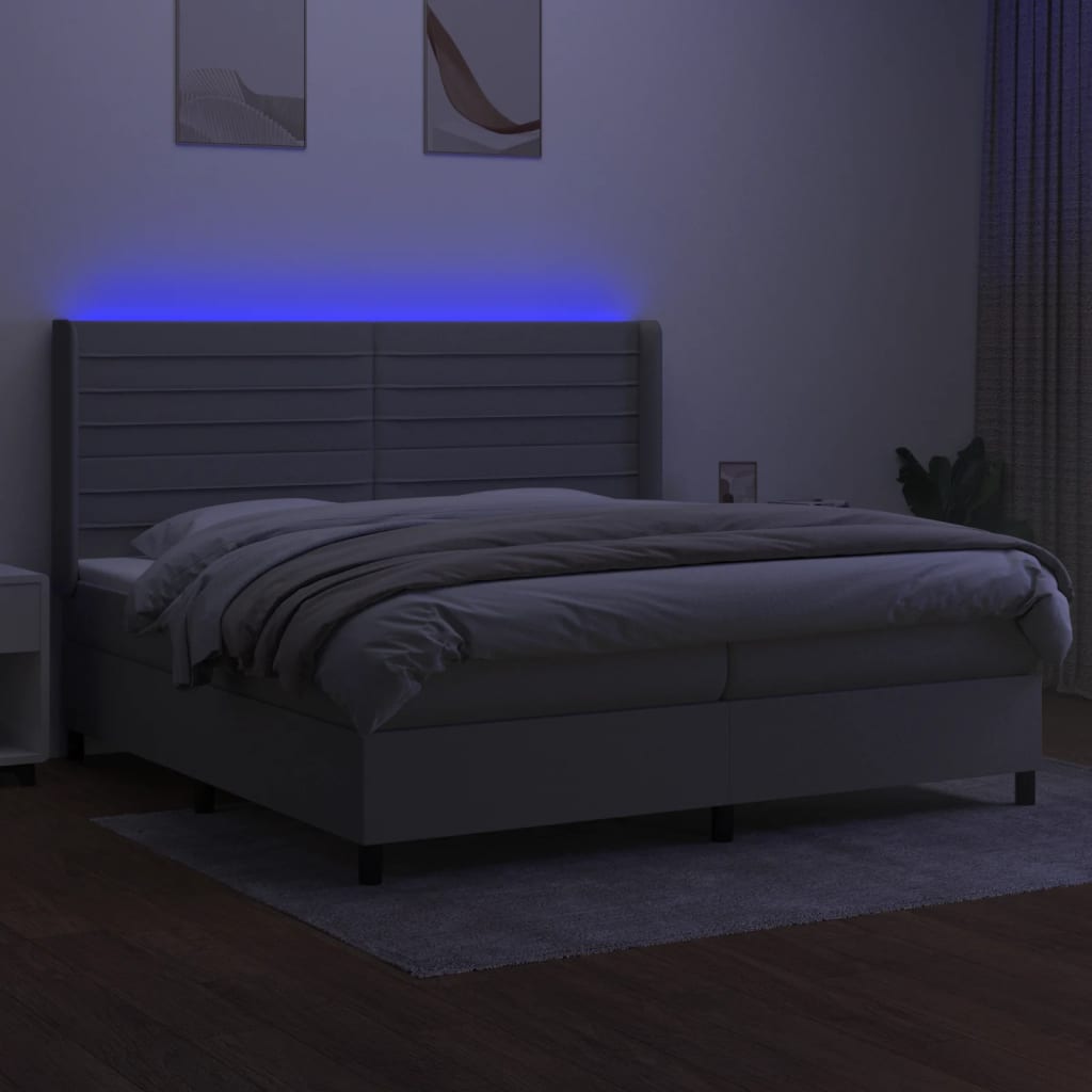 Letto a Molle Materasso e LED Grigio Chiaro 200x200 cm Tessuto - homemem39