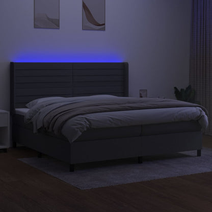 Letto a Molle Materasso e LED Grigio Scuro 200x200cm in Tessuto - homemem39