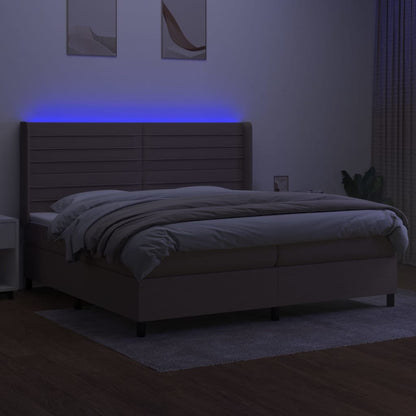 Letto a Molle Materasso e LED tortora 200x200cm in Tessuto - homemem39
