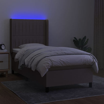 Letto a Molle con Materasso e LED Tortora 80x200 cm in Tessuto - homemem39