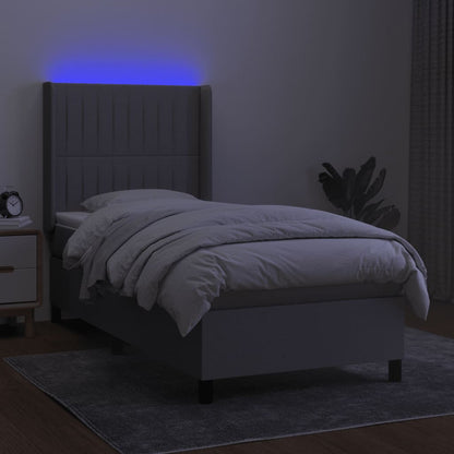 Letto a Molle Materasso e LED Grigio Chiaro 90x200 cm Tessuto - homemem39