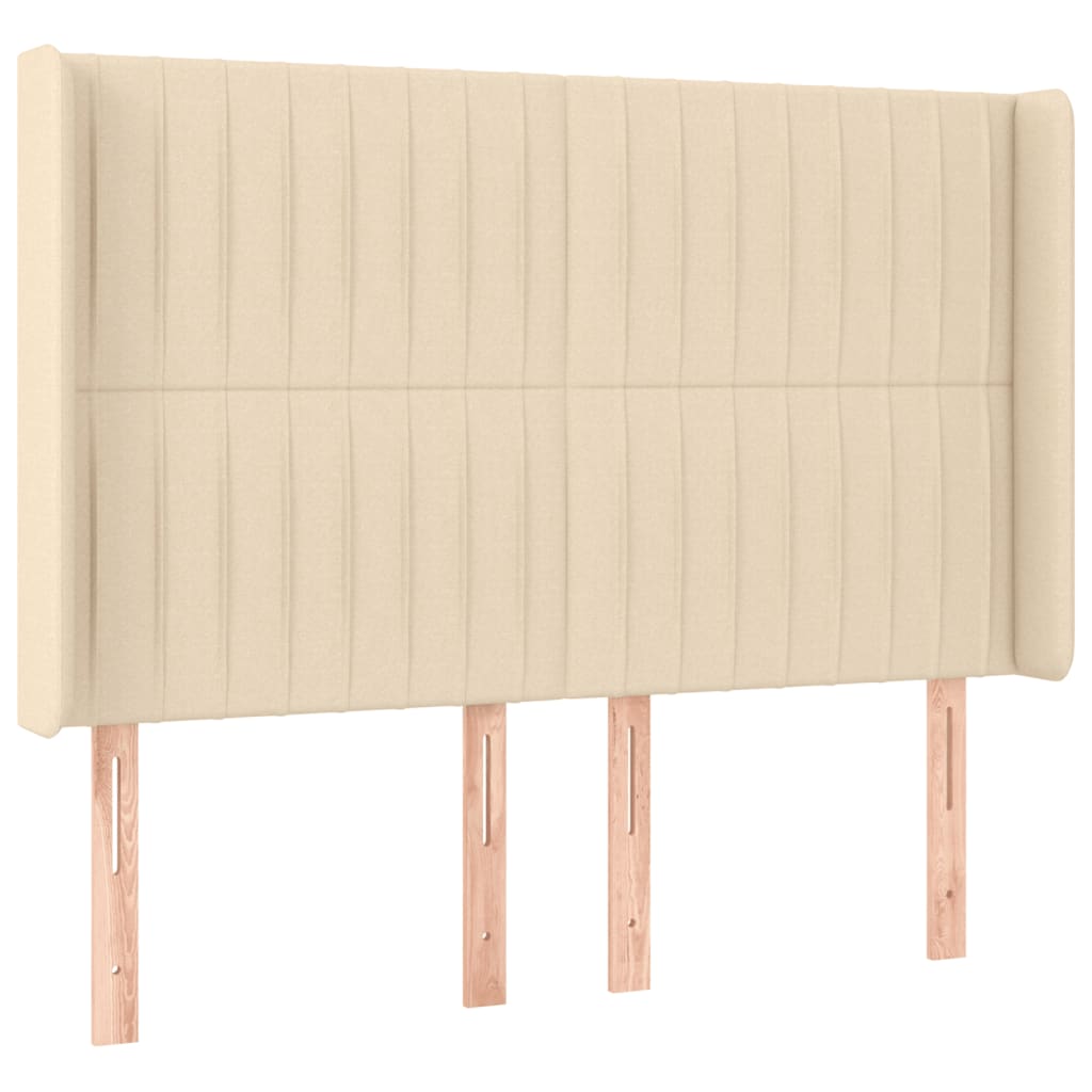 Letto a Molle con Materasso e LED Crema 140x200 cm in Tessuto