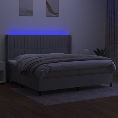 Letto a Molle Materasso e LED Grigio Chiaro 200x200 cm Tessuto - homemem39