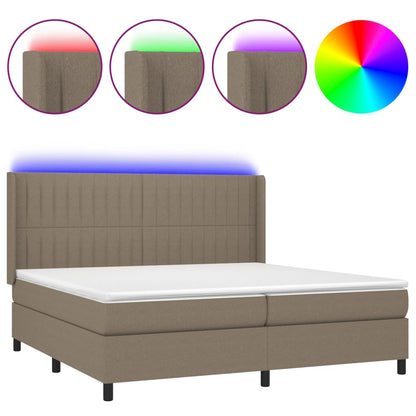 Letto a Molle Materasso e LED tortora 200x200cm in Tessuto - homemem39