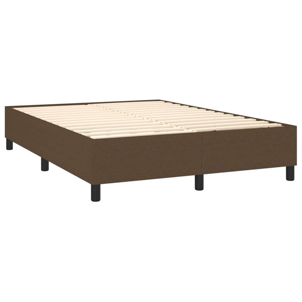Letto a Molle Materasso e LED Marrone Scuro 140x200 cm Tessuto | homemem39
