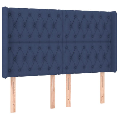Letto a Molle con Materasso e LED Blu 160x200 cm in Tessuto