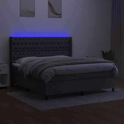 Letto a Molle Materasso e LED Grigio Scuro 180x200cm in Tessuto - homemem39
