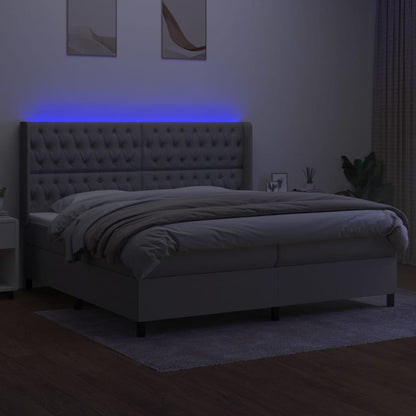 Letto a Molle Materasso e LED Grigio Chiaro 200x200 cm Tessuto - homemem39
