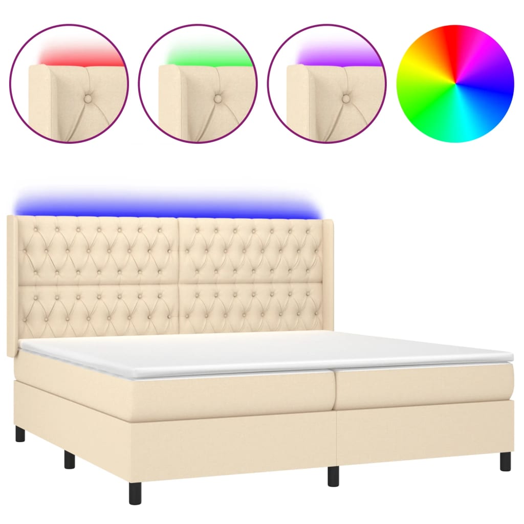 Letto a Molle Materasso e LED bianco 200x200cm in Tessuto - homemem39