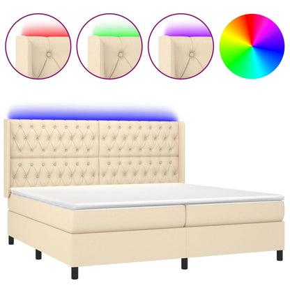 Letto a Molle Materasso e LED bianco 200x200cm in Tessuto - homemem39