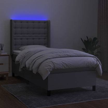 Letto a Molle Materasso e LED Grigio Chiaro 90x200 cm Tessuto - homemem39