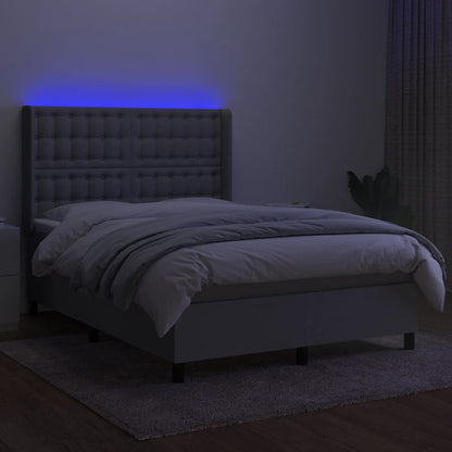 Letto a Molle Materasso e LED Grigio Chiaro 140x190 cm Tessuto | homemem39