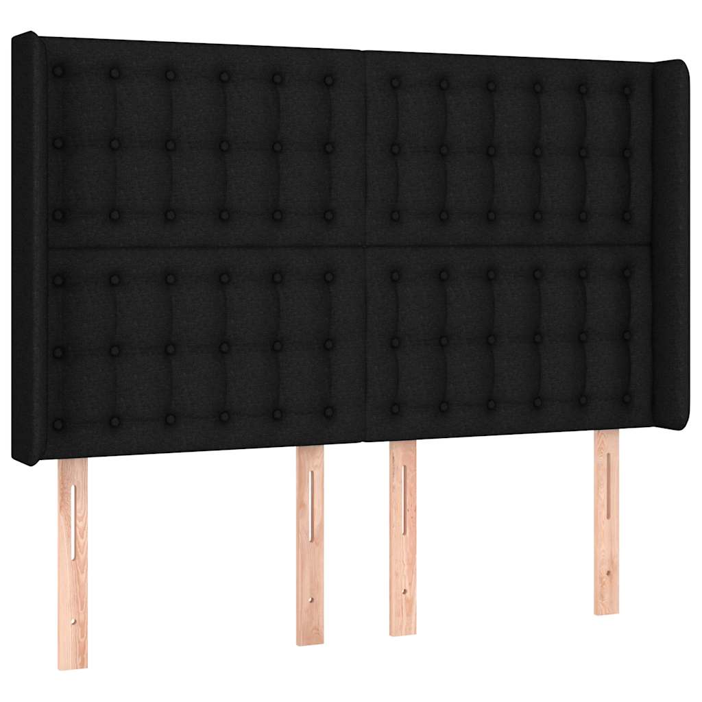 Letto a Molle con Materasso e LED Nero 140x200 cm in Tessuto