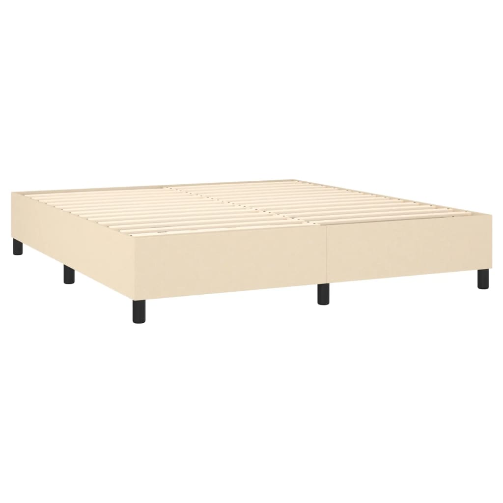 Letto a Molle con Materasso e LED Crema 160x200 cm in Tessuto - homemem39