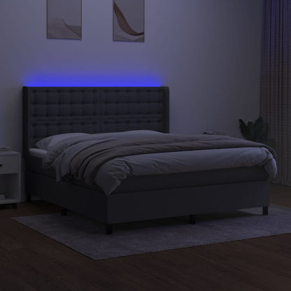 Letto a Molle Materasso e LED Grigio Scuro 180x200cm in Tessuto - homemem39