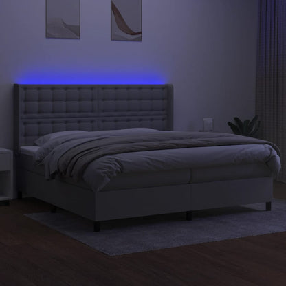 Letto a Molle Materasso e LED Grigio Chiaro 200x200 cm Tessuto - homemem39