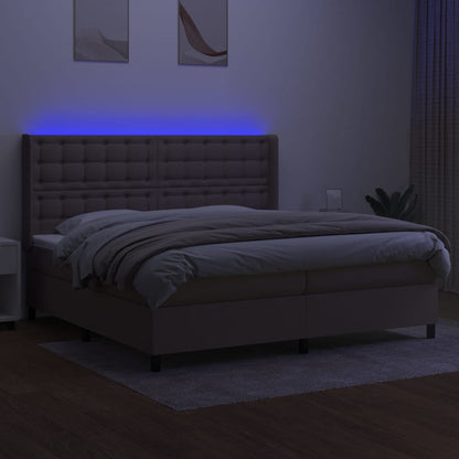 Letto a Molle Materasso e LED tortora 200x200cm in Tessuto - homemem39