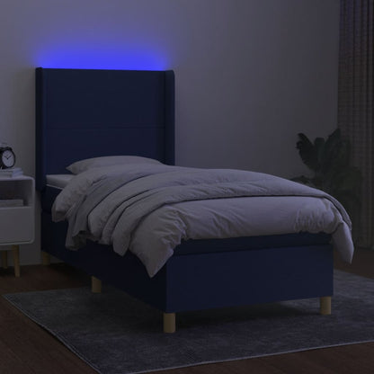 Letto a Molle con Materasso e LED Blu 80x200 cm in Tessuto | homemem39