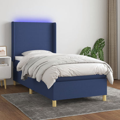 Letto a Molle con Materasso e LED Blu 80x200 cm in Tessuto | homemem39