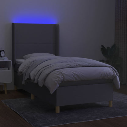 Letto a Molle Materasso e LED Grigio Chiaro 90x200 cm Tessuto | homemem39