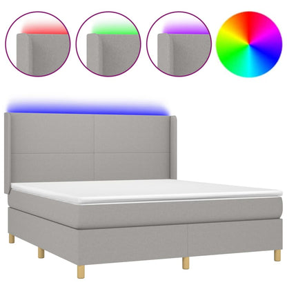 Letto a Molle Materasso e LED Grigio Chiaro 180x200 cm Tessuto - homemem39