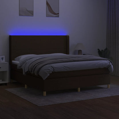 Letto a Molle Materasso e LED MarroneScuro 180x200cm in Tessuto | homemem39
