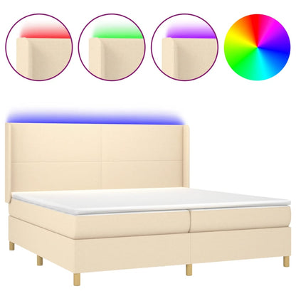 Letto a Molle Materasso e LED bianco 200x200cm in Tessuto - homemem39