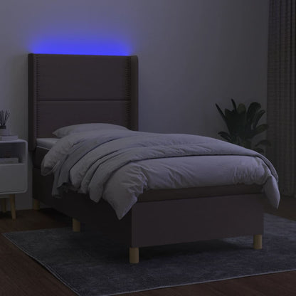 Letto a Molle Materasso e LED Marrone Scuro 90x200cm in Tessuto | homemem39