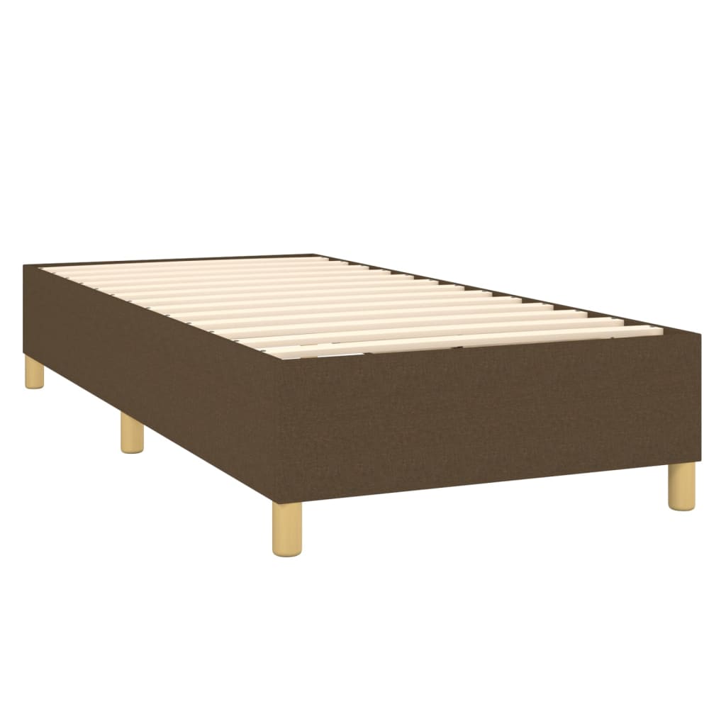 Letto a Molle Materasso e LED Marrone Scuro 90x190cm in Tessuto | homemem39