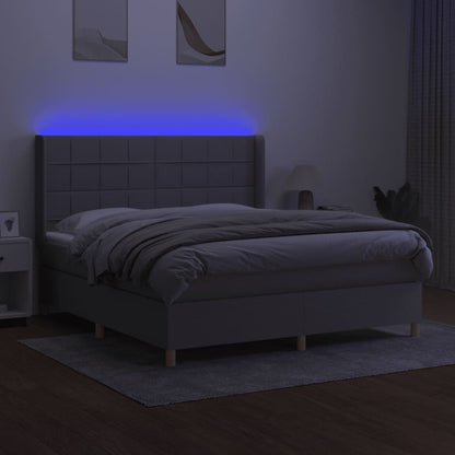 Letto a Molle Materasso e LED Grigio Chiaro 160x200 cm Tessuto - homemem39