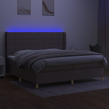 Letto a Molle Materasso e LED tortora 200x200cm in Tessuto - homemem39