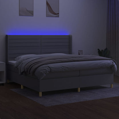 Letto a Molle Materasso e LED Grigio Chiaro 200x200 cm Tessuto - homemem39