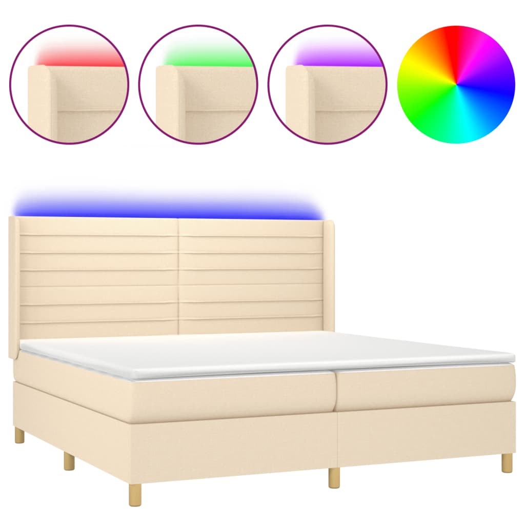 Letto a Molle Materasso e LED bianco 200x200cm in Tessuto - homemem39