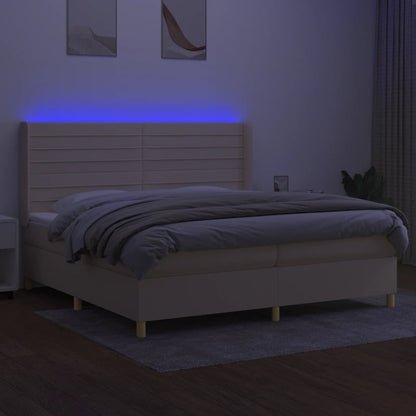 Letto a Molle Materasso e LED bianco 200x200cm in Tessuto - homemem39