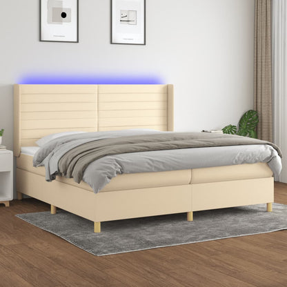 Letto a Molle Materasso e LED bianco 200x200cm in Tessuto - homemem39