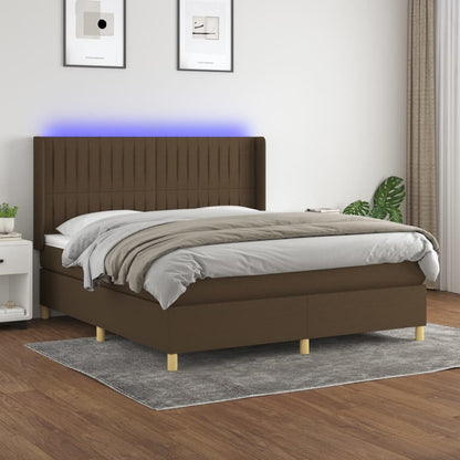 Letto a Molle Materasso e LED MarroneScuro 180x200cm in Tessuto | homemem39