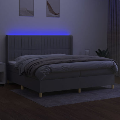 Letto a Molle Materasso e LED Grigio Chiaro 200x200 cm Tessuto - homemem39